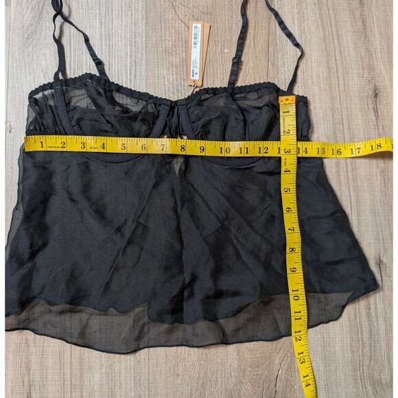 NWT Skims Romance Size M Babydoll Top Black Onyx 100% Silk Mesh Sheer - Picture 8 of 8
